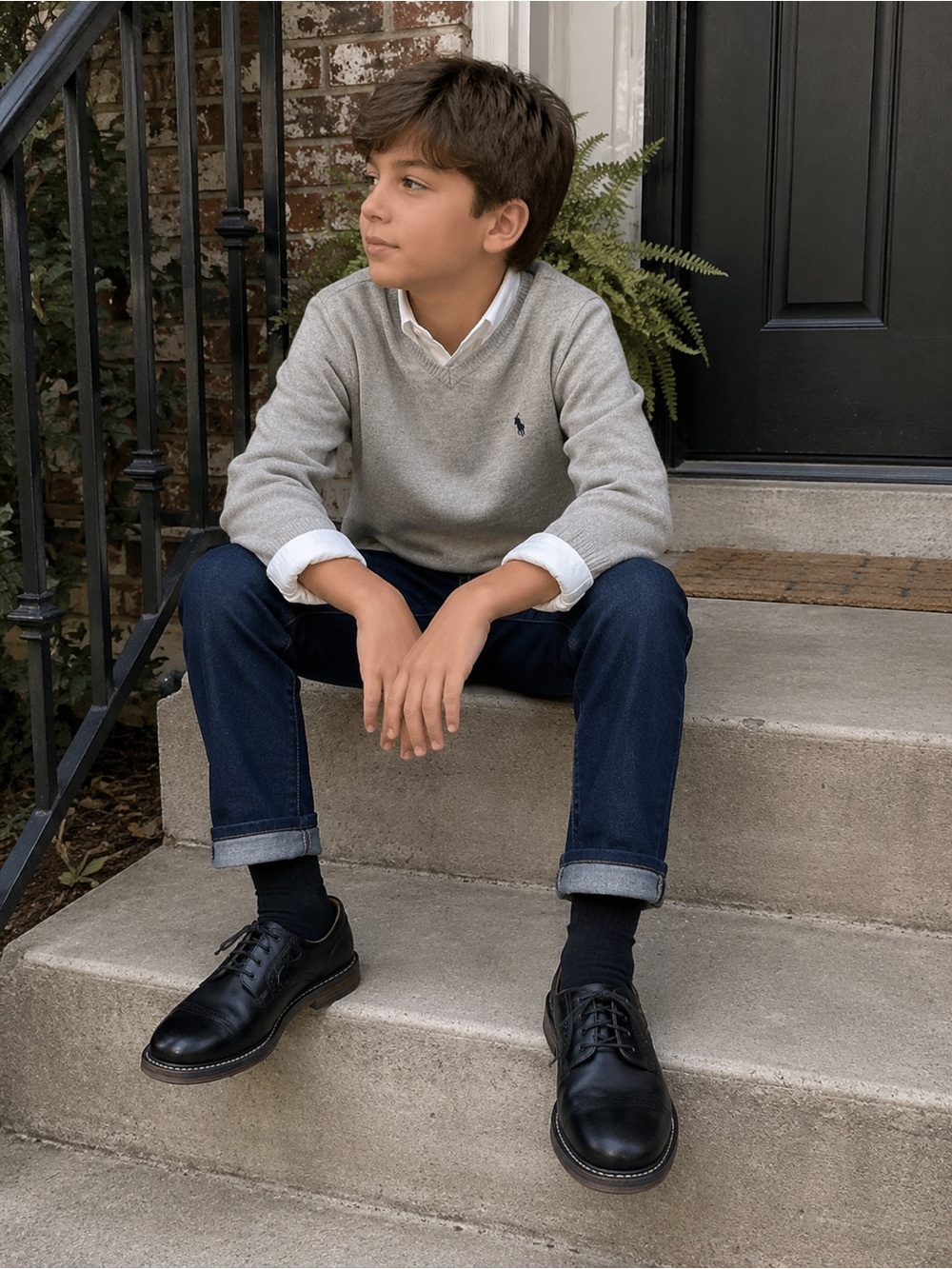 Johnston & Murphy Black Kids Dress Oxfords